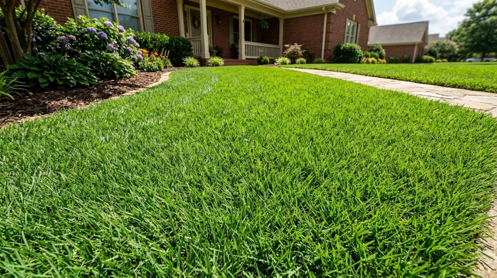 Healthy Bermuda grass lawn thriving in hot sunny climate.