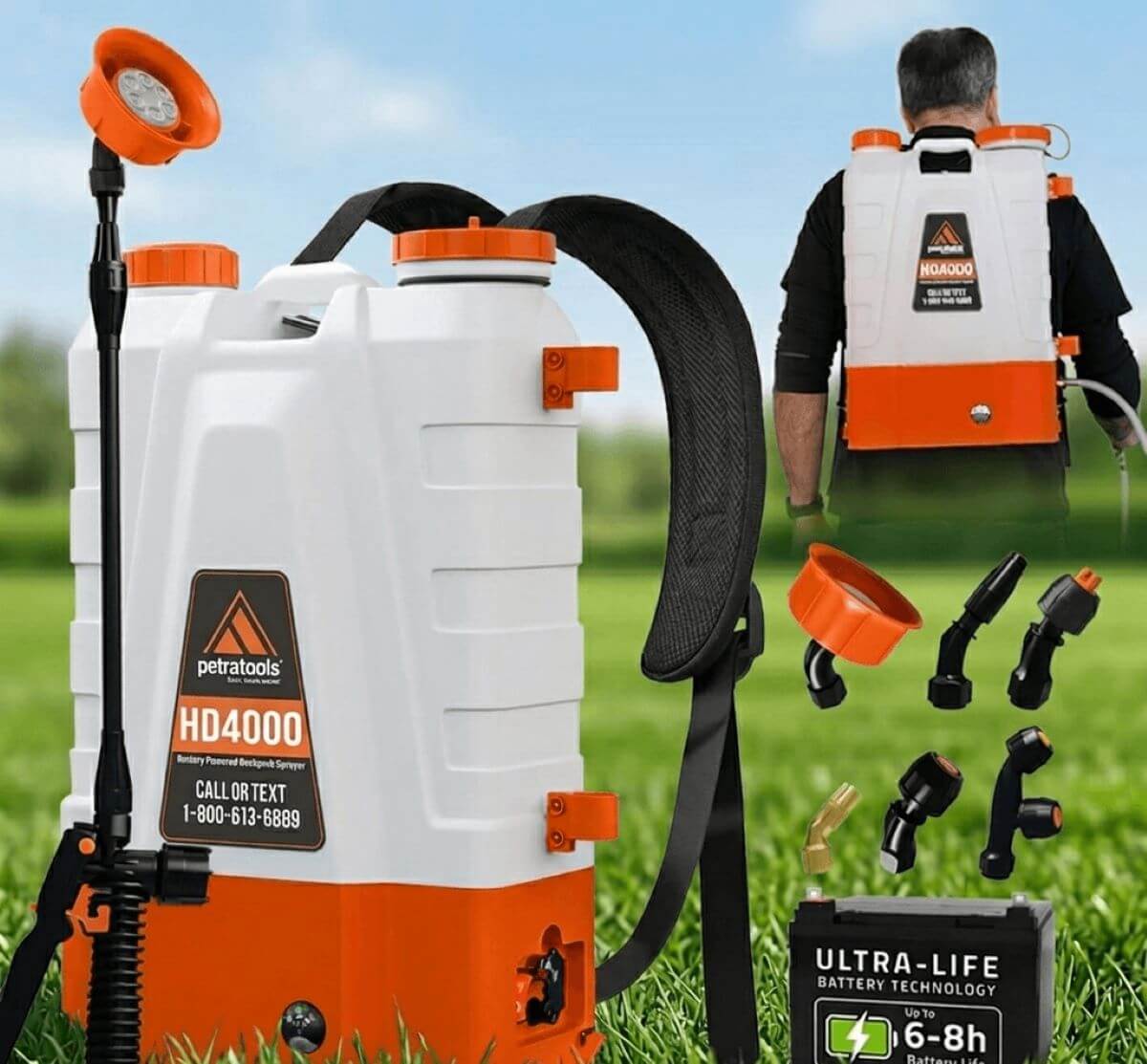 PetraTools HD4000 Battery-Powered Backpack Sprayer