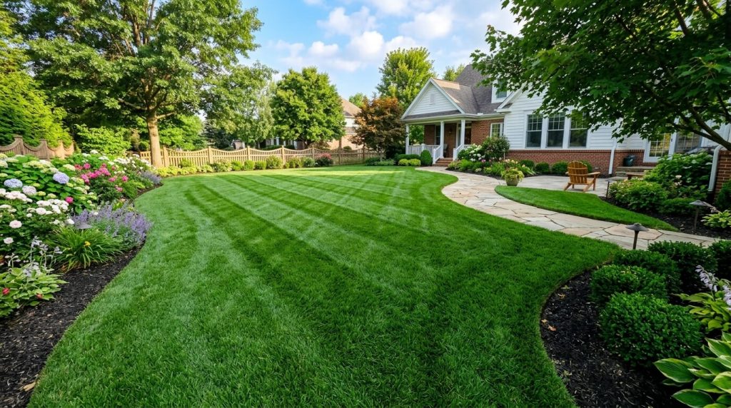 A beautiful green lawn achieved with proper fertilization and maintenance.
